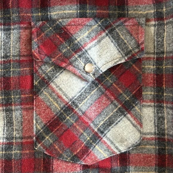 Pendleton | Men’s red/grey Canyon Plaid Western button down shirt, pockets, sz L - Picture 12 of 16
